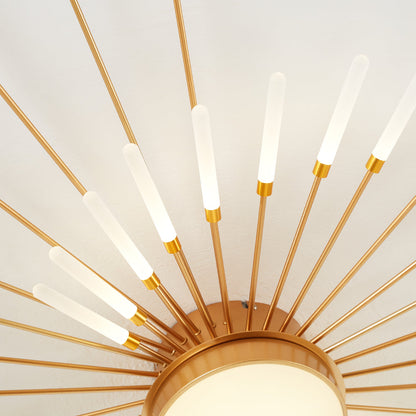 Linear Starburst Flush Mount Ceiling Light with LED Arrays for Living Room and Bedroom in Black or Gold Finish
