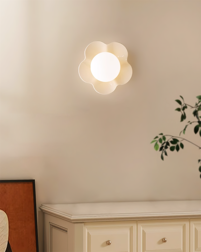 Flower-Shaped Resin Wall Sconce with Frosted Glass Shade – LED G9 Socket, Playful Modern Decor for Bedroom, Nursery & Living Room