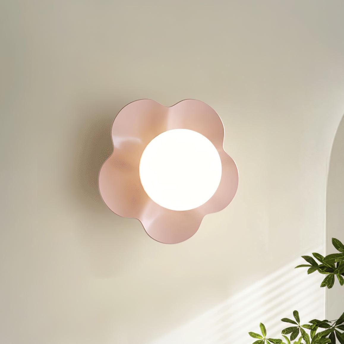 Flower-Shaped Resin Wall Sconce with Frosted Glass Shade – LED G9 Socket, Playful Modern Decor for Bedroom, Nursery & Living Room
