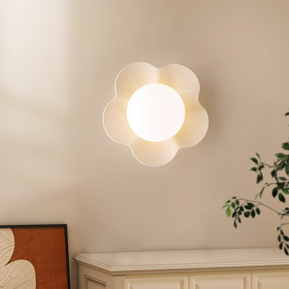 Flower-Shaped Resin Wall Sconce with Frosted Glass Shade – LED G9 Socket, Playful Modern Decor for Bedroom, Nursery & Living Room
