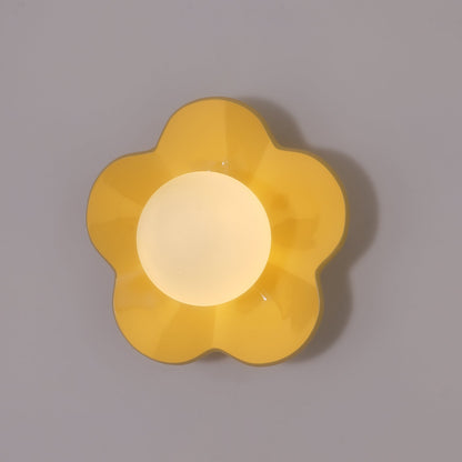 Flower-Shaped Resin Wall Sconce with Frosted Glass Shade – LED G9 Socket, Playful Modern Decor for Bedroom, Nursery & Living Room