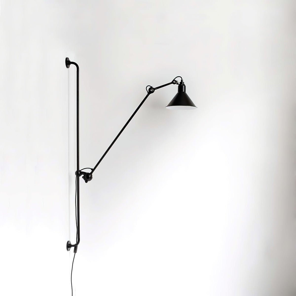 Articulating Swing Arm Sconce Matte Black 46.5 Inch Reach Bedside Reading Light for Bedroom Office Hallway Adjustable Wall-Mounted Task Lamp