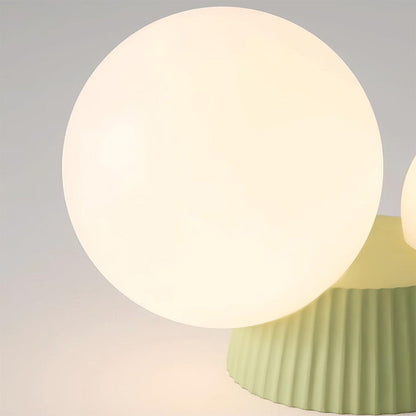 Twin Globe Ceiling Light with Green Base – Modern Two-Bulb Flush Mount for Living Room & Bedroom