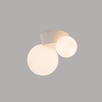 Twin Globe Ceiling Light with Green Base – Modern Two-Bulb Flush Mount for Living Room & Bedroom
