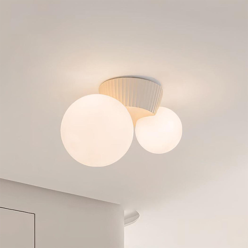 Dual-Globe Flush Mount Light 8.5 in Green Resin for Bedroom Hallway Ambient Lighting G9 Socket Compact Overhead Fixture