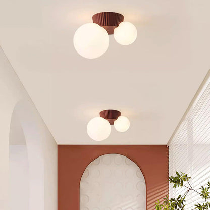 Dual-Globe Flush Mount Light 8.5 in Green Resin for Bedroom Hallway Ambient Lighting G9 Socket Compact Overhead Fixture