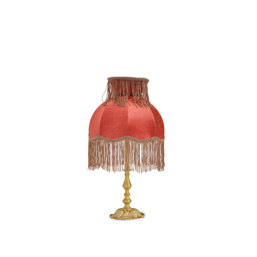 Bedside Lamp with Red Fabric Shade & Brass Base – Warm Ambient Light for Nightstand, Desk & Living Room – E26 Socket – 9.4 in Diameter