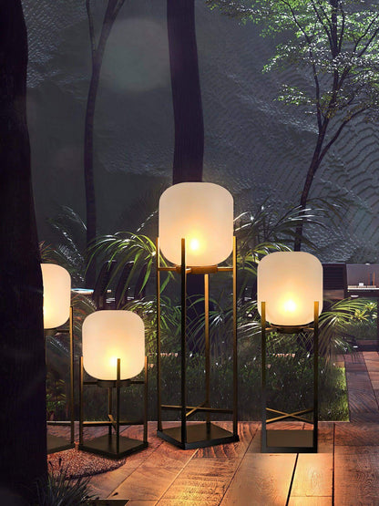 Solar LED Patio Lantern Post Light 19 in Adjustable Color Temperature Stainless Steel Weather Resistant Garden Pathway Illumination