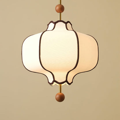 Multi-Bulb Hanging Ceiling Lantern in Wood & Fabric for Dining Room, Living Room & Entryway | Classic Drum Shade Chandelier with Adjustable