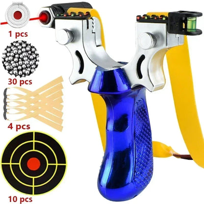 Handheld Catapult with LED Aim Guide, Bubble Level & Textured Handgrip for Backyard Target Shooting