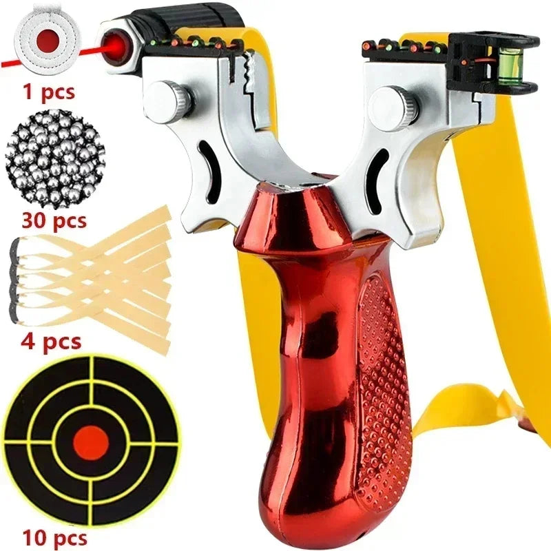 Handheld Wrist-Brace Catapult with Laser Aim Guide & Built-In Level for Backyard Target Shooting