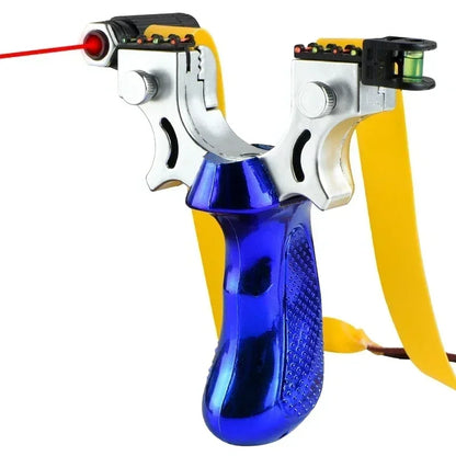 Handheld Catapult with LED Aim Guide, Bubble Level & Textured Handgrip for Backyard Target Shooting
