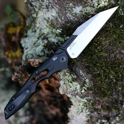 Automatic Utility Knife | Wharncliffe Folding Pocket Knife with Push Button Opening | Compact EDC Knife for Outdoor & Camping