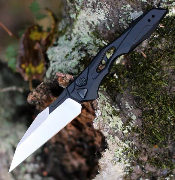 Everyday Carry Knife with Push Button, Automatic EDC Folding Knife with Wharncliffe Blade, Camp Knife with Pocket Clip