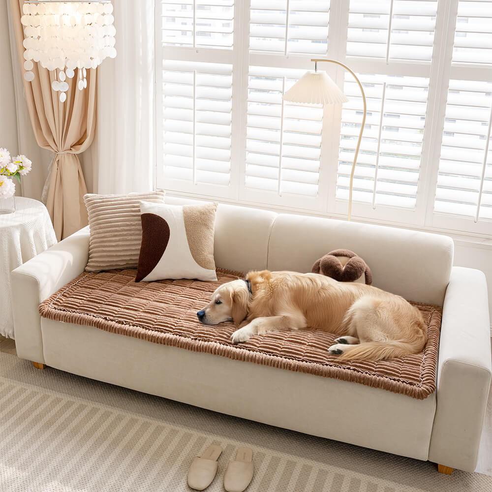 Plush Flannel Furniture Protector for Pets – Non-Slip Waterproof Sofa Throw for Dogs & Cats – Machine Washable Couch Shield