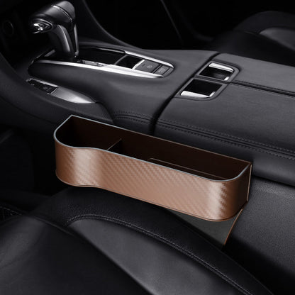 Car Console Organizer with Cup Holder, Car Seat Gap Filler with Coin Box and Storage, Leather Car Seat Organizer