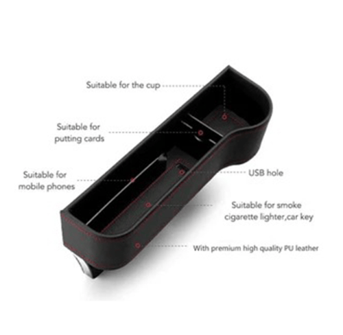Car Console Organizer with Cup Holder, Car Seat Gap Filler with Coin Box and Storage, Leather Car Seat Organizer