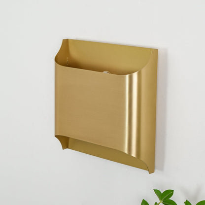Brass Indoor LED Wall Light Fixture for Bedroom Living Room Hallway 10 Inch Square Contemporary Accent Lamp E14 G9 Socket Modern Home Lighti