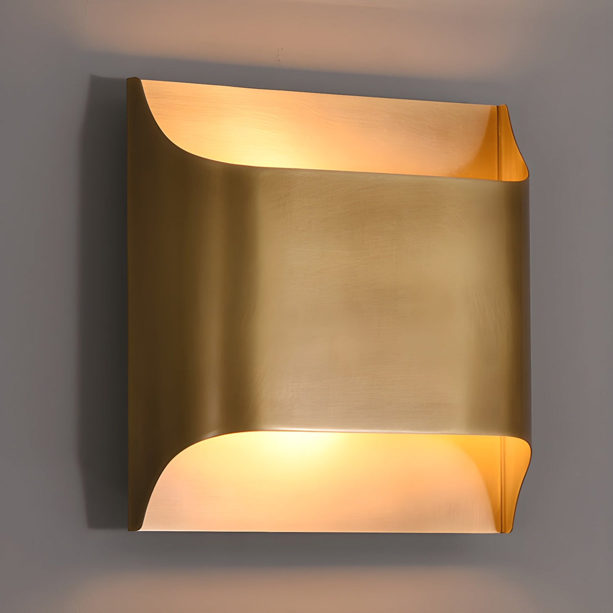 Brass Indoor LED Wall Light Fixture for Bedroom Living Room Hallway 10 Inch Square Contemporary Accent Lamp E14 G9 Socket Modern Home Lighti