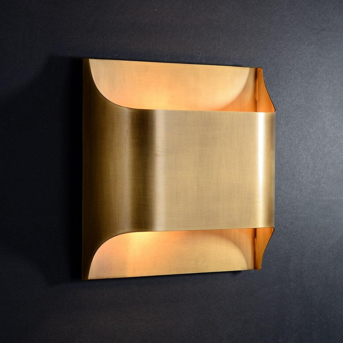 Brass Indoor LED Wall Light Fixture for Bedroom Living Room Hallway 10 Inch Square Contemporary Accent Lamp E14 G9 Socket Modern Home Lighti