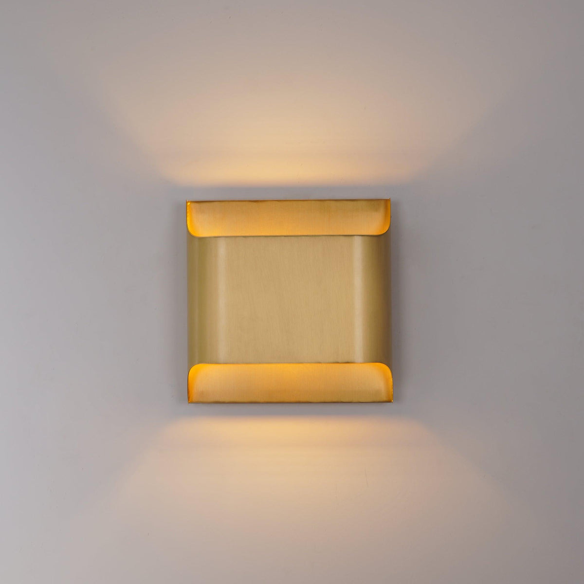 Brass Indoor LED Wall Light Fixture for Bedroom Living Room Hallway 10 Inch Square Contemporary Accent Lamp E14 G9 Socket Modern Home Lighti