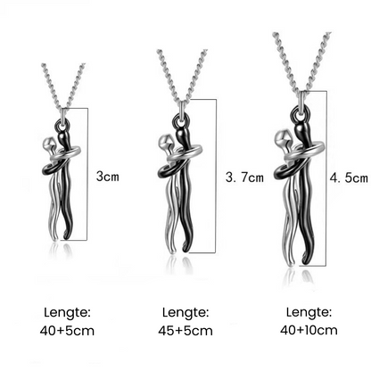 Embrace Necklace Pendant Couple Gift Adjustable Chain Hypoallergenic Stainless Steel Jewelry for Women Men Anniversary Valentine's Day