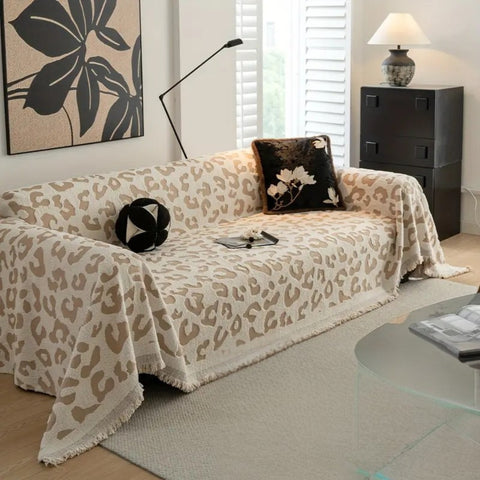 Luxe Sofa Cover - Thick Microfiber, Leopard Print