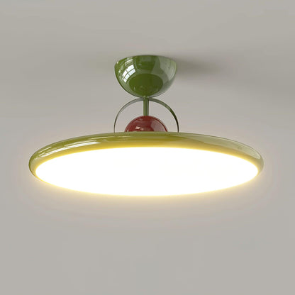 Flush Mount LED Overhead Light for Kitchen, Dining Room & Hallway – Metal Fixture in Chrome, Green or Beige Finish – 16-20 in Dimmable Ambie