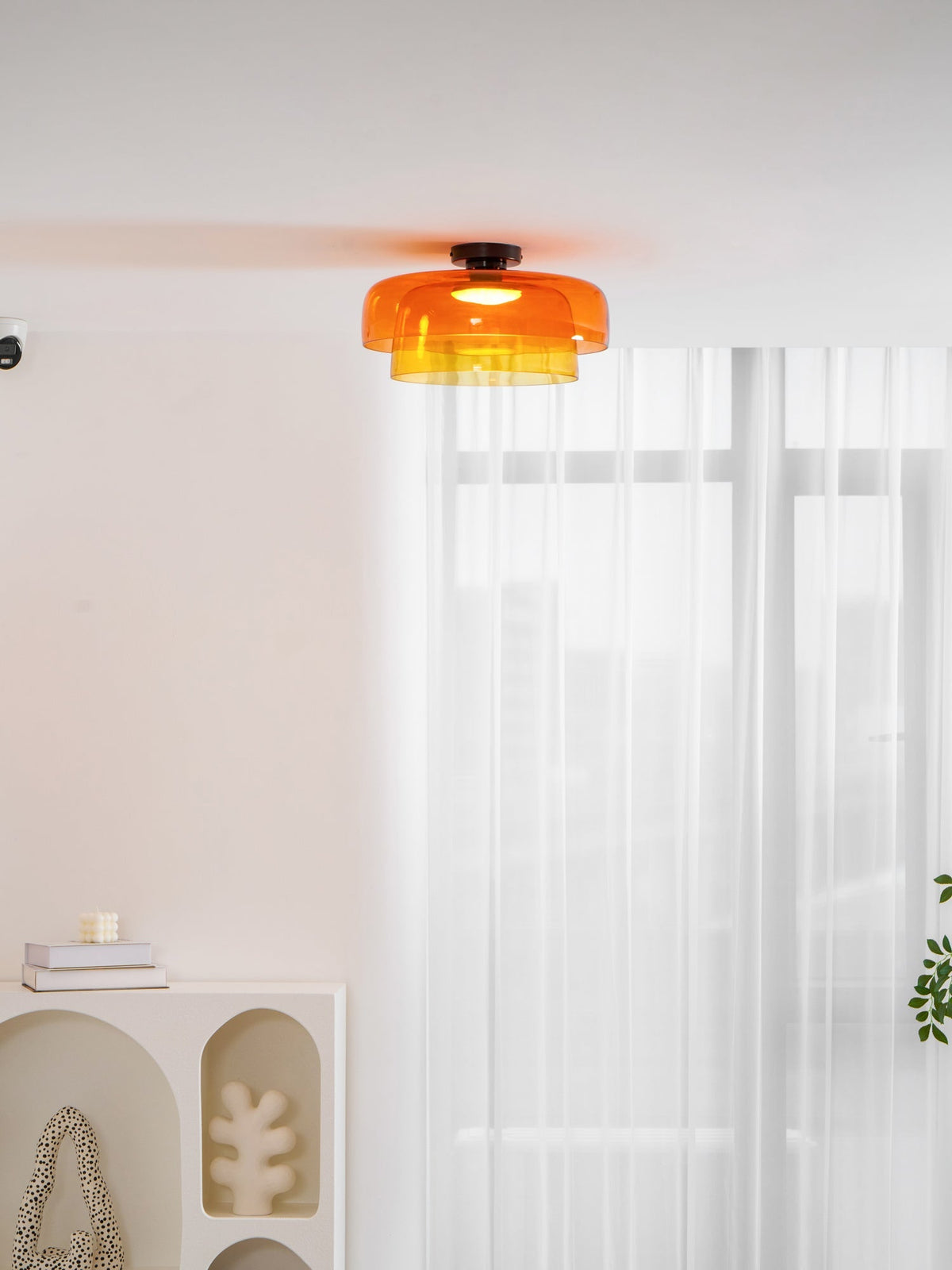 Tiered LED Flush Mount Light 16.5 in Glass Metal Indoor Fixture for Bedroom Living Room Low Ceilings Adjustable Color Temperature 3000K 4000