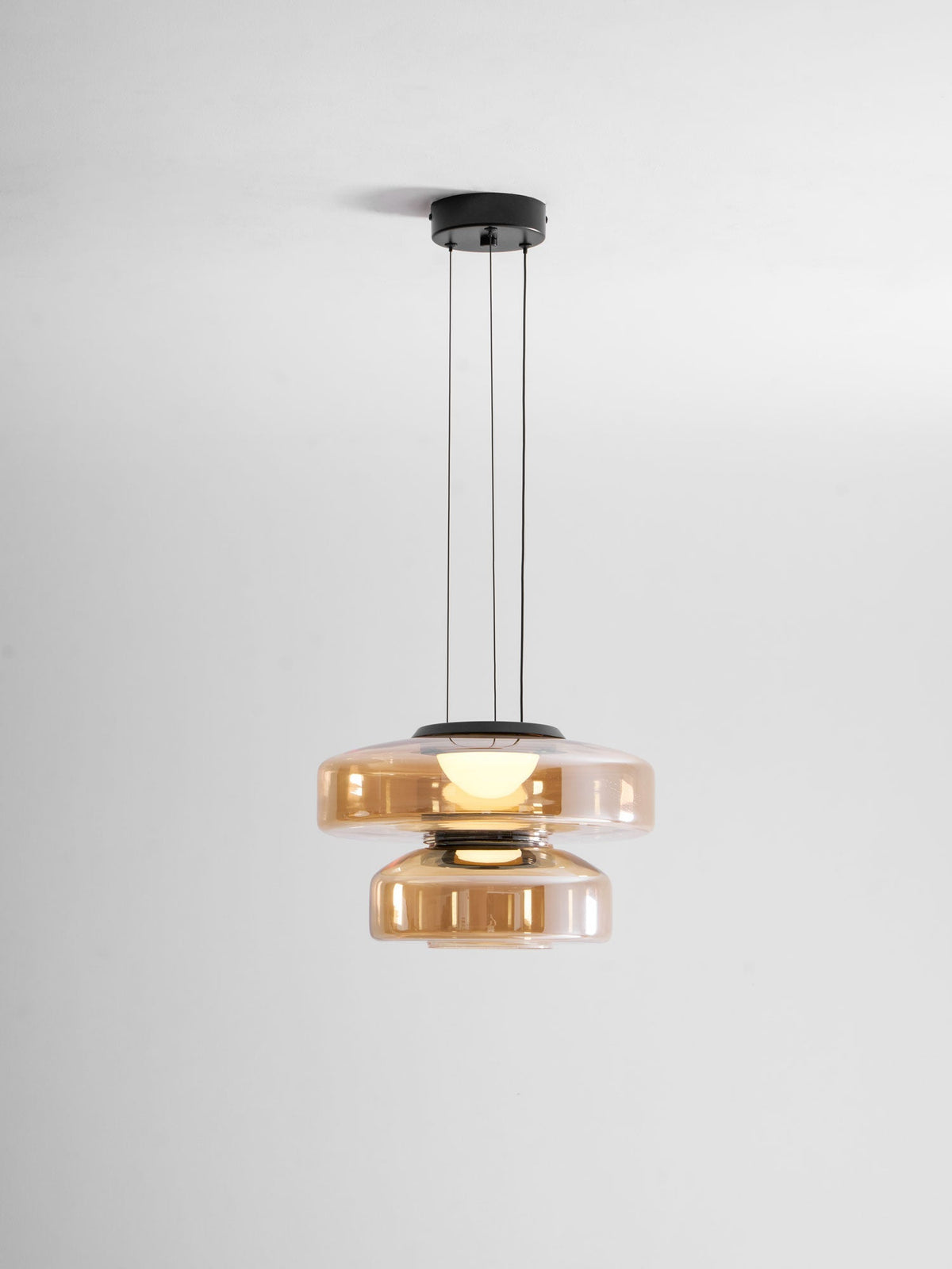 Tiered Glass Pendant Ceiling Fixture LED Multi-Level Hanging Light for Kitchen Island Dining Room Modern Layered Chandelier Adjustable Heigh