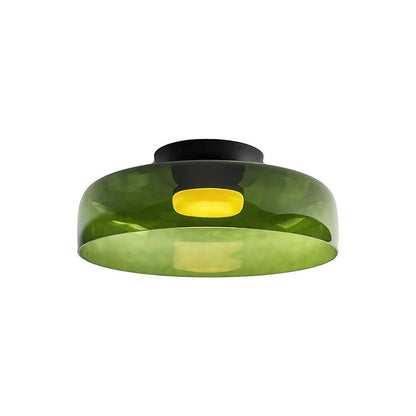 Tiered LED Flush Mount Light 16.5 in Glass Metal Indoor Fixture for Bedroom Living Room Low Ceilings Adjustable Color Temperature 3000K 4000