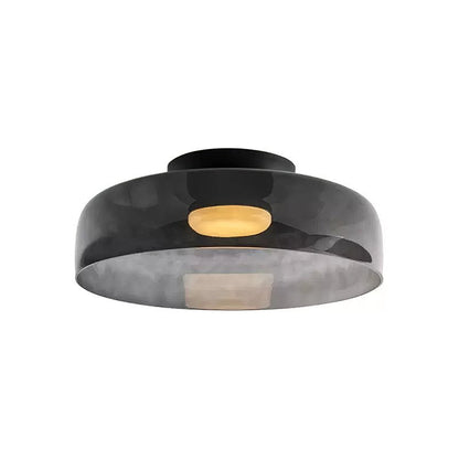 Tiered LED Flush Mount Light 16.5 in Glass Metal Indoor Fixture for Bedroom Living Room Low Ceilings Adjustable Color Temperature 3000K 4000