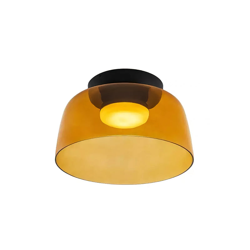 Multi-Tier Glass LED Overhead Light 13–16 Inch Green for Bedroom Living Room Hallway Contemporary Flush Mount Fixture 10W Dimmable