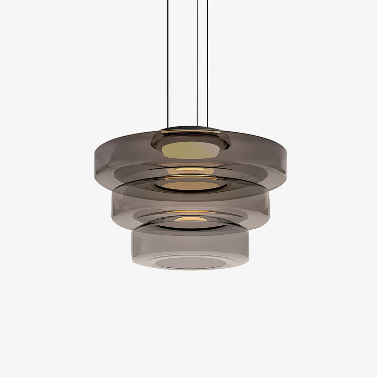 Tiered Glass Pendant Ceiling Fixture LED Multi-Level Hanging Light for Kitchen Island Dining Room Modern Layered Chandelier Adjustable Heigh
