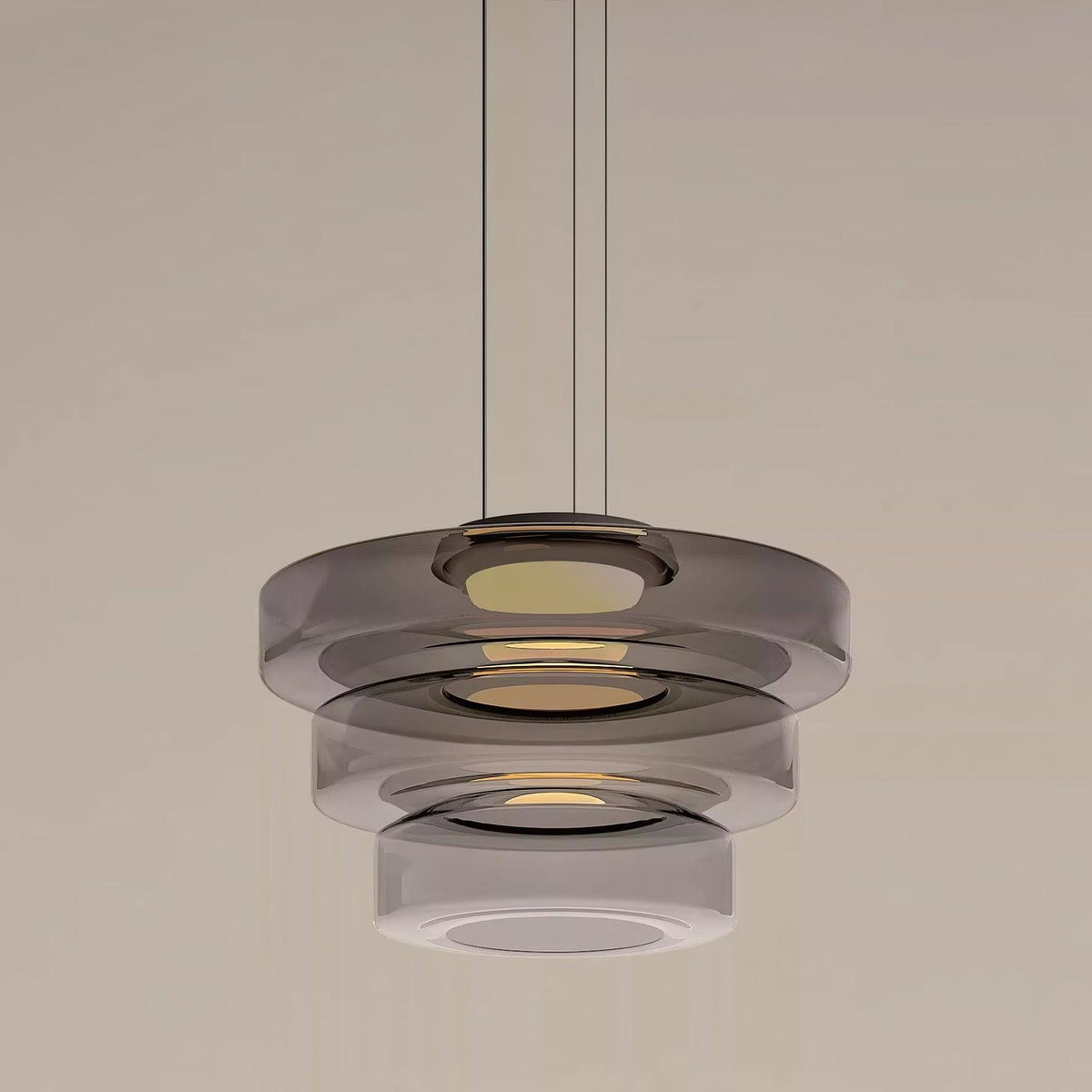Tiered Glass Pendant Ceiling Fixture LED Multi-Level Hanging Light for Kitchen Island Dining Room Modern Layered Chandelier Adjustable Heigh