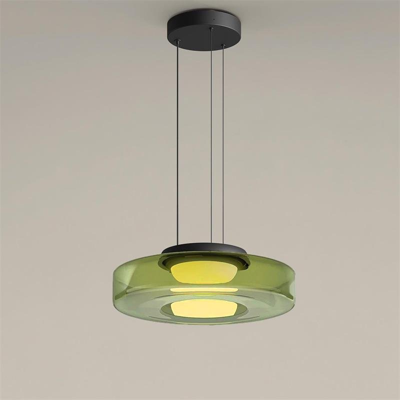 Tiered Glass Pendant Ceiling Fixture LED Multi-Level Hanging Light for Kitchen Island Dining Room Modern Layered Chandelier Adjustable Heigh
