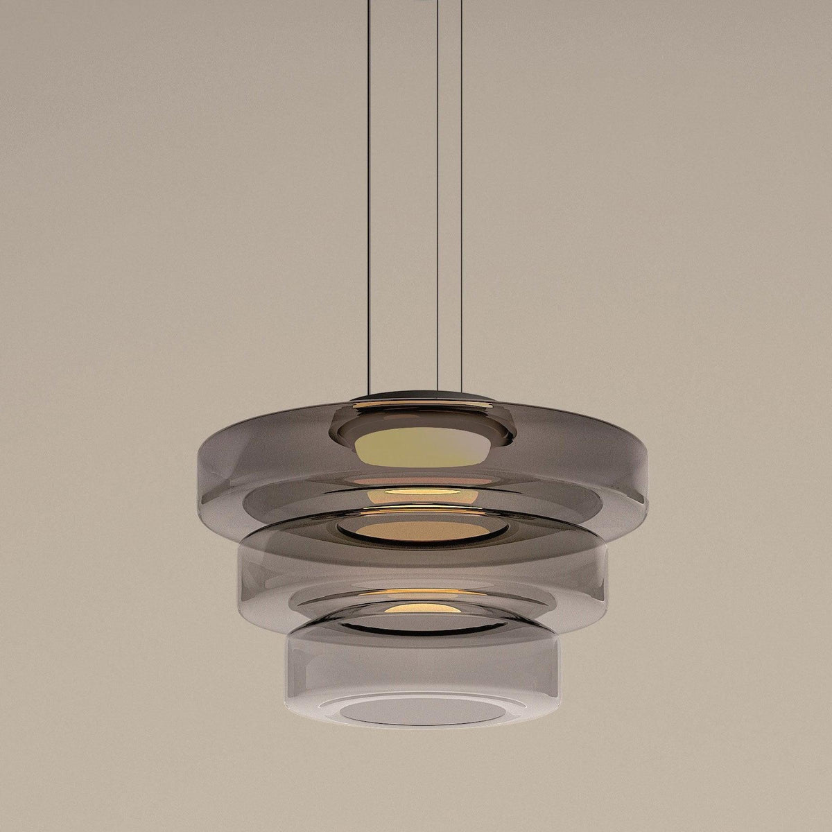 Tiered Glass Pendant Ceiling Fixture LED Multi-Level Hanging Light for Kitchen Island Dining Room Modern Layered Chandelier Adjustable Heigh