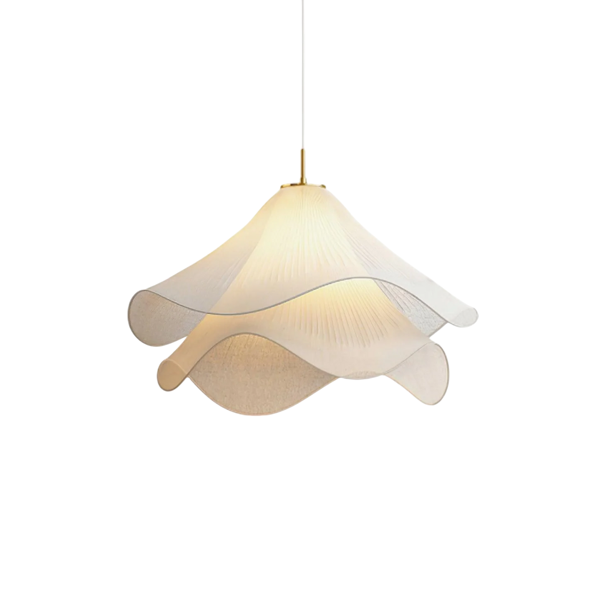 Layered Fabric Hanging Lamp 24 Inch Floral Ceiling Light for Dining Room Living Room Kitchen Modern Minimalist Adjustable Drop Fixture Neutr