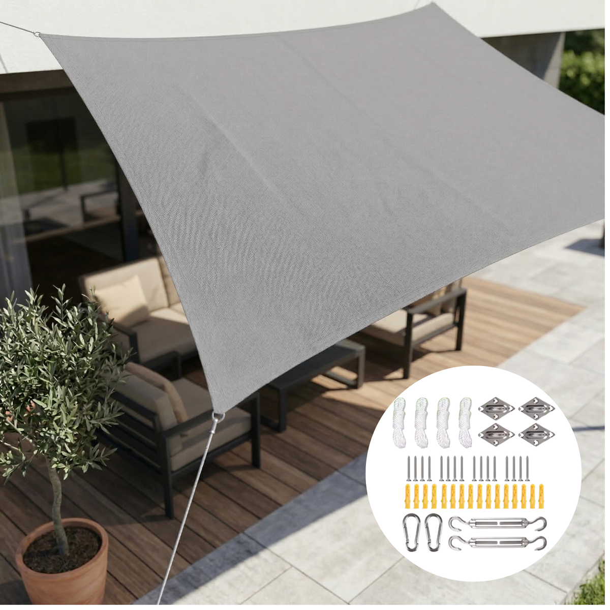 Rectangle Canopy Tarp 10×16.5 ft Waterproof Sunshade for Deck Yard Pool Balcony Pergola Gazebo Porch Awning 98% UV Block Shelter with Rope T