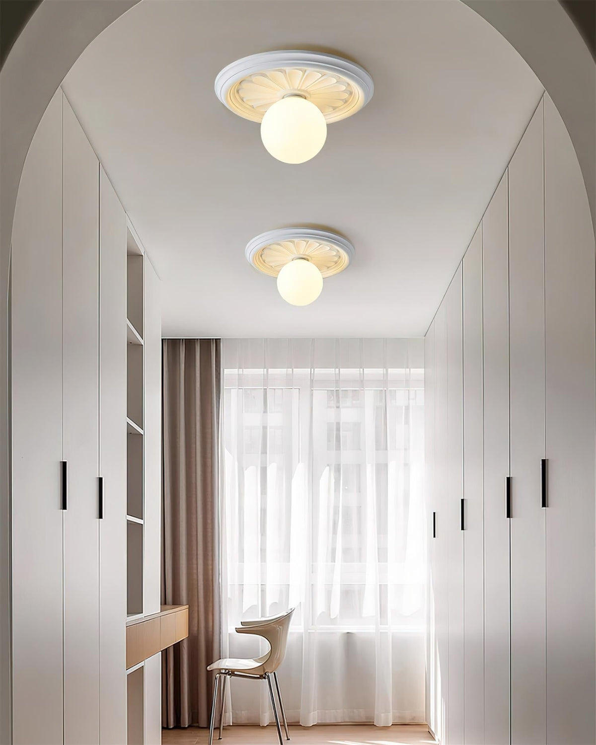 Acrylic Flush Mount Ceiling Light 14 in Beige Bedroom Living Room Decorative Fixture Low Profile Wall Mount Ambient Illumination