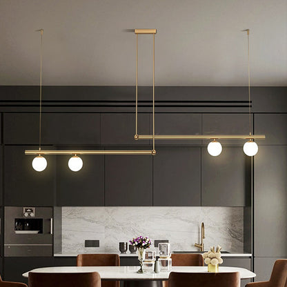 Linear Pendant Fixture Metal & Glass Multi-Bulb Adjustable Hanging Light for Kitchen Island Dining Table 47-63 in Modern Overhead Lighting G