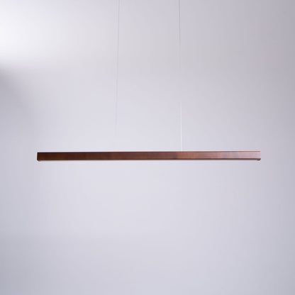 Linear Wooden Overhead Fixture Built-In LED Dining Room Kitchen Island Suspended Beam Natural Finish Adjustable Cables Contemporary Home Lig