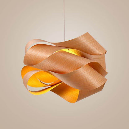Hanging Ceiling Light Wood Grain Shade for Kitchen Island Dining Room Bedroom Adjustable Cord Modern Farmhouse Fixture Warm Glow E26 Base Ha