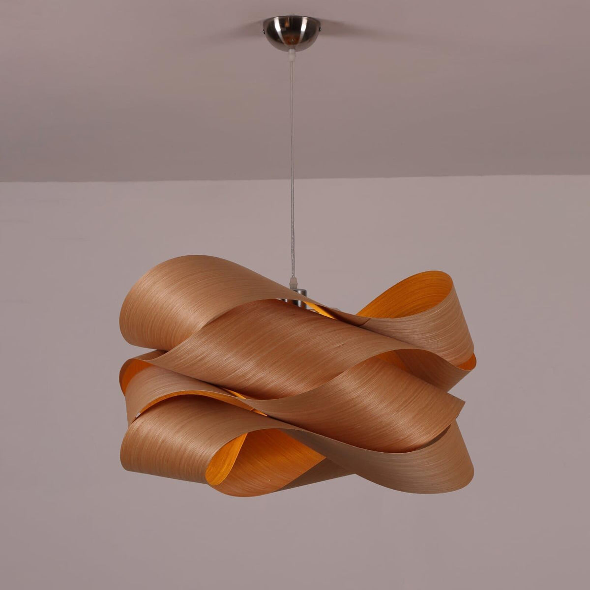 Hanging Ceiling Light Wood Grain Shade for Kitchen Island Dining Room Bedroom Adjustable Cord Modern Farmhouse Fixture Warm Glow E26 Base Ha