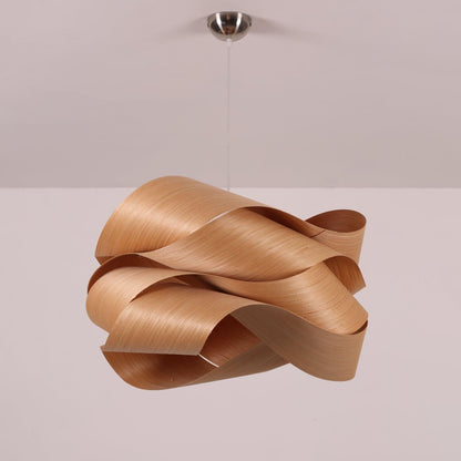 Hanging Ceiling Light Wood Grain Shade for Kitchen Island Dining Room Bedroom Adjustable Cord Modern Farmhouse Fixture Warm Glow E26 Base Ha