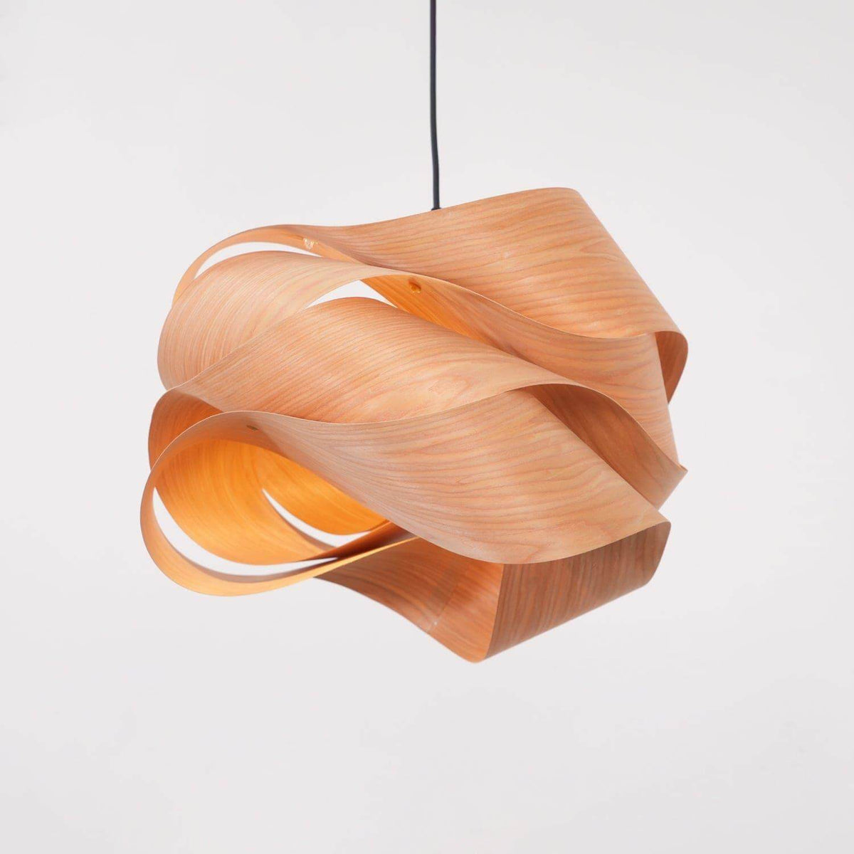 Hanging Ceiling Light Wood Grain Shade for Kitchen Island Dining Room Bedroom Adjustable Cord Modern Farmhouse Fixture Warm Glow E26 Base Ha