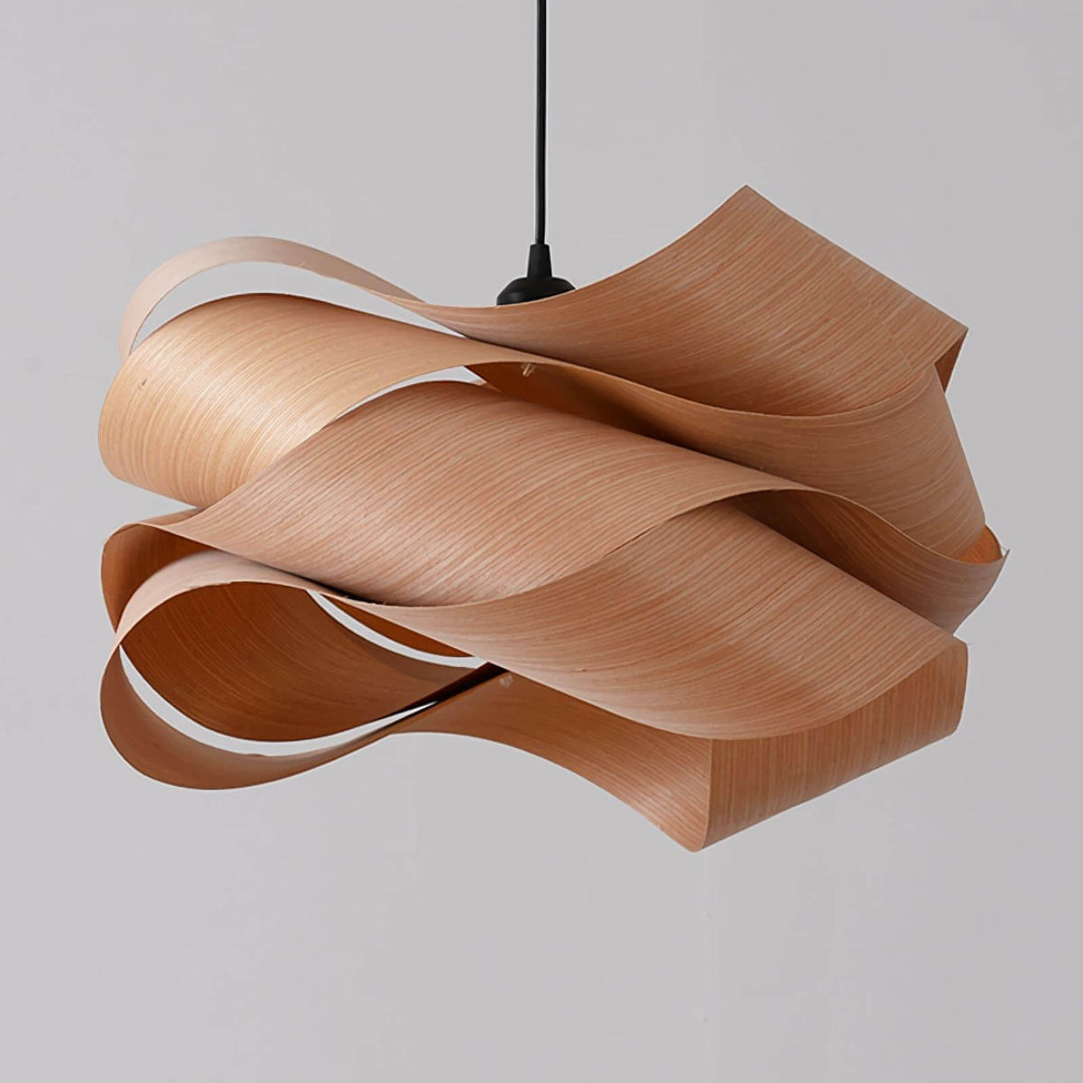 Hanging Ceiling Light Wood Grain Shade for Kitchen Island Dining Room Bedroom Adjustable Cord Modern Farmhouse Fixture Warm Glow E26 Base Ha