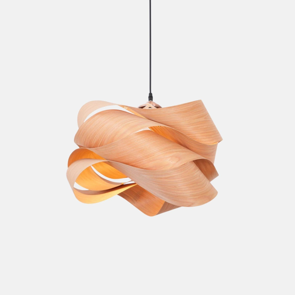 Hanging Ceiling Light Wood Grain Shade for Kitchen Island Dining Room Bedroom Adjustable Cord Modern Farmhouse Fixture Warm Glow E26 Base Ha