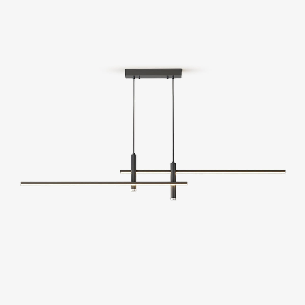 Linear Track Pendant Light Metal 2-Spotlight Bar Adjustable Modern Suspended Fixture for Kitchen Island Dining Living Room