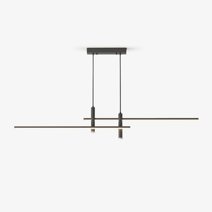 Linear Track Pendant Light Metal 2-Spotlight Bar Adjustable Modern Suspended Fixture for Kitchen Island Dining Living Room
